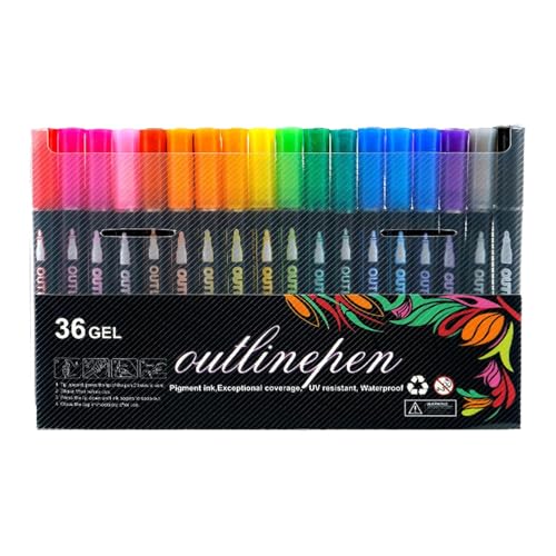 Art Textmarker - Double-Lines Graffiti Outline Marker | Schimmer Zeichnen Textmarker Stifte für Basteln, Scrapbooking, Fotoalben, Journaling Art Textmarker - Double-Lines Graffiti Outline Marker | Schimmer Zeichnen Textmarker Stifte für Basteln, Scrapbooking, Fotoalben, Journaling von Generisch