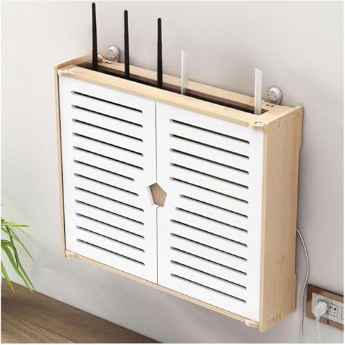 Aufbewahrungsbox aus Holz, Doppeltür-Design, Modem und Kabelmanagement, organisiertes Steckdosenleistenregal Aufbewahrungsbox aus Holz, Doppeltür-Design, Modem und Kabelmanagement, organisiertes Steckdosenleistenregal von Generisch