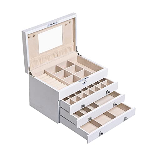 Aufbewahrungsbox aus Holz mit Spiegel – abschließbare Schmuckschatulle für Uhren, Ringe und Ohrringe – perfekte Geschenkbox für Frauen von Generisch