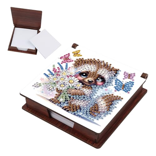 Aufbewahrungsbox für Diamant-Notizen, Diamant-Kunstmalerei, Holz, mit 160 Haftnotizen, wiederverwendbare Notizboxen, für Schreibtisch-Organisation, Coon-1 von Generisch
