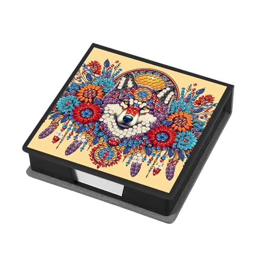Aufbewahrungsbox für Diamant-Notizen, mit 160 Haftnotizen, Diamant-Kunstmalerei, Leder, Nachrichtenpapier, Aufbewahrungsbox, wiederverwendbare Notizboxen, für Schreibtisch, Organisation, Wolf Aufbewahrungsbox für Diamant-Notizen, mit 160 Haftnotizen, Diamant-Kunstmalerei, Leder, Nachrichtenpapier, Aufbewahrungsbox, wiederverwendbare Notizboxen, für Schreibtisch, Organisation, Wolf von Generisch