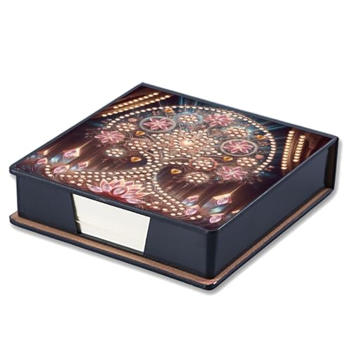 Aufbewahrungsbox für Diamant-Notizen, mit 160 Haftnotizen, Diamant-Kunstmalerei, Leder, Nachrichtenpapier, Aufbewahrungsbox, wiederverwendbare Notizboxen, für Schreibtisch-Organisation, Blumenbaum von Generisch