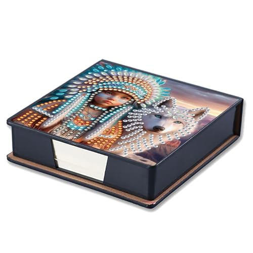 Aufbewahrungsbox für Diamant-Notizen, mit 160 Haftnotizen, Diamant-Kunstmalerei, Leder, Nachrichtenpapier, Aufbewahrungsbox, wiederverwendbare Notizboxen, für Schreibtisch-Organisation, indisch von Generisch