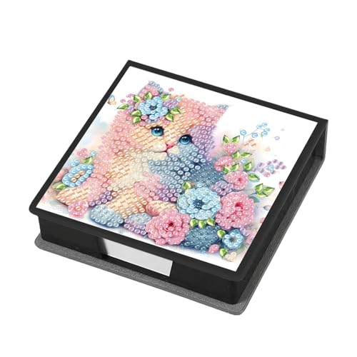 Aufbewahrungsbox für Diamant-Notizen, mit 160 Haftnotizen, Diamant-Kunstmalerei, Leder, Nachrichtenpapier, Aufbewahrungsbox, wiederverwendbare Notizboxen, für Schreibtisch-Organisation, rosa Katze Aufbewahrungsbox für Diamant-Notizen, mit 160 Haftnotizen, Diamant-Kunstmalerei, Leder, Nachrichtenpapier, Aufbewahrungsbox, wiederverwendbare Notizboxen, für Schreibtisch-Organisation, rosa Katze von Generisch