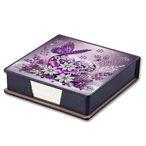 Aufbewahrungsbox für Diamant-Notizen, mit 160 Haftnotizen, Diamant-Kunstmalerei, Leder, Nachrichtenpapier, Aufbewahrungsbox, wiederverwendbare Notizboxen, für Schreibtisch-Organisation, violetter von Generisch