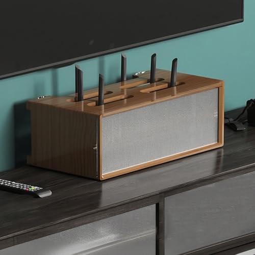 Aufbewahrungsbox für Router, braun, Medienkonsole mit Glasschiebetür, keine Montage erforderlich, stilvoller Routerschrank und Regale, 45 x 13 cm, für Zuhause und Büro Aufbewahrungsbox für Router, braun, Medienkonsole mit Glasschiebetür, keine Montage erforderlich, stilvoller Routerschrank und Regale, 45 x 13 cm, für Zuhause und Büro von Generisch