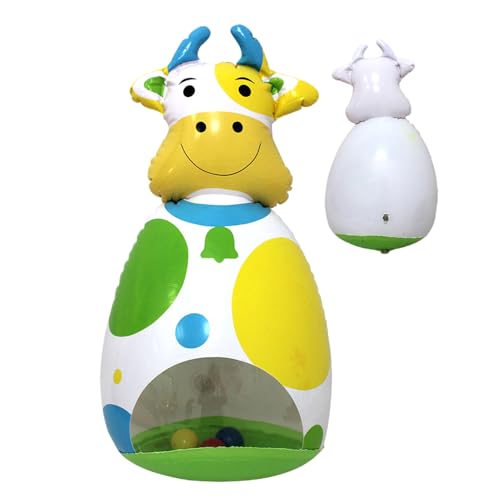 Aufblasbare Kuh - 3-D Baby Wackelspielzeug | Aufblasbare Kuhfigur Kinder Spiel Mit Mehreren Funktionen Für Zuhause Reise Geburtstag Klassenzimmer Schlafzimmer Mädchen Gartenaktivitäten von Generisch