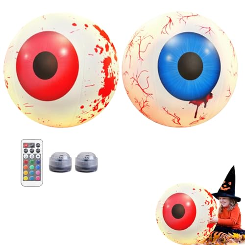 Aufblasbare gruselige Augen – LED-Augapfel-Ballons, riesiges Halloween-Set, gruselige schwebende Dekorationen, die Wege beleuchten, Partybereiche hervorheben und Horror-Details in Gärten, Fluren von Generisch