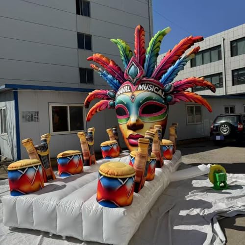 Aufblasbare zweiseitige Maske mit Tribal-Trommeln für Bühnenfest-Dekoration von Generisch