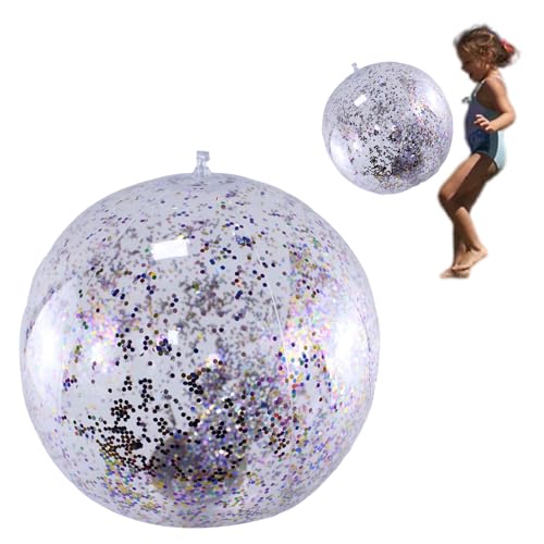 Aufblasbarer Strandball - Konfetti Beach Ball, Glitzer Beachbälle, Konfettis Beaches Bälle Spielzeug, aufblasbares Pool -Party -Spielzeug für Kinder, Sommerspielzeug im Sommer Pool mit Pumpe, transpar von Generisch
