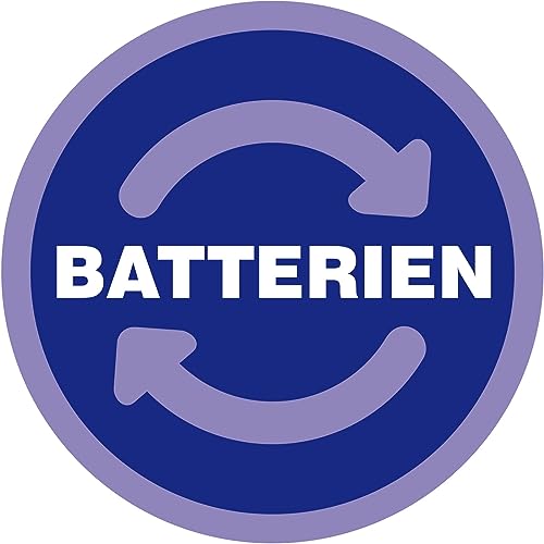 Aufkleber BATTERIEN Sticker Mülltonne Mülleimer Recycling Abfall Mülltrennung Wertstoffkennzeichnung UV Wetterfest 9cm von Generisch
