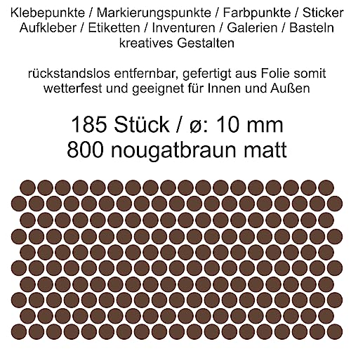 Aufkleber Etiketten Klebepunkte aus Folie 185 Stück braun nougatbraun matt rund 10 mm selbstklebend farbig wetterfest Decal Markierungen Organisieren DIY basteln verzieren Modellbau Scrapbooking Aufkleber Etiketten Klebepunkte aus Folie 185 Stück braun nougatbraun matt rund 10 mm selbstklebend farbig wetterfest Decal Markierungen Organisieren DIY basteln verzieren Modellbau Scrapbooking von Generisch