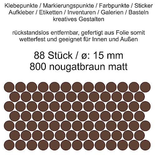 Aufkleber Etiketten Klebepunkte aus Folie 88 Stück braun nougatbraun matt rund 15 mm selbstklebend farbig wetterfest Decal Markierungen Organisieren DIY basteln verzieren Modellbau Scrapbooking Aufkleber Etiketten Klebepunkte aus Folie 88 Stück braun nougatbraun matt rund 15 mm selbstklebend farbig wetterfest Decal Markierungen Organisieren DIY basteln verzieren Modellbau Scrapbooking von Generisch