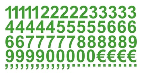 Aufkleber Sticker Klebezahlen Klebezahl Zahlen Zahl Nummern aus Folie 50 Zahlen grün gelbgrün matt Höhe 2 cm selbstklebend wetterfest Nummerierung Preisauszeichnung Beschriftung Modellbau verzieren von Generisch