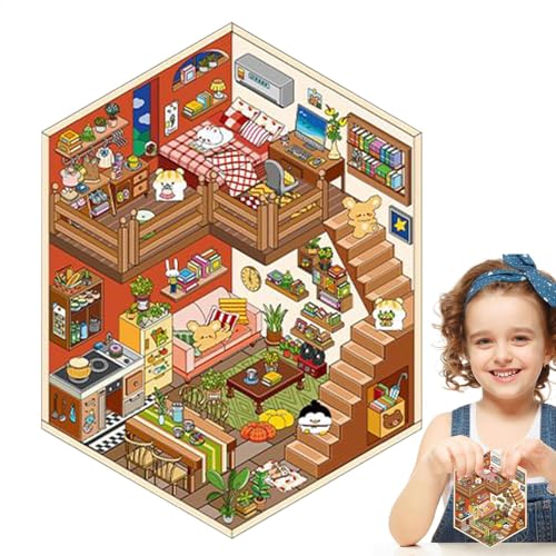 Aufkleber-Szenen für Erwachsene – 3D-Szenen-Aufkleber, niedliche Cartoon-Raumszenen-Aufkleber, Aufkleber-Set, ästhetische Aufkleber, Planer-Dekoration, Scrapbooking, Basteln für Erwachsene und Kinder von Generisch