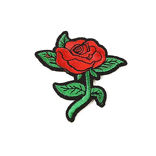 Aufnäher, Motiv: schöne Rosen, 6,8 x 7,8 cm, bestickt, zum Aufbügeln, Applikationen, bestickt, zum Aufbügeln, Applikationen von Generisch