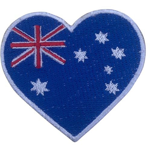 Aufnäher Australien bestickt Herz Flagge Patch - Aufbügler National Emblem Applikation - Taktischer Militär Patch für Jacken, Rucksäcke, Hüte - 6,5 x 7 cm von Generisch
