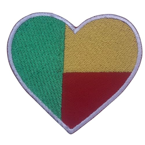 Aufnäher Benin bestickt Herz Flagge Patch - Aufbügeln/Aufnähen Nationalemblem Applikation - Taktischer Militär Patch für Jacken, Rucksäcke, Hüte - 6,5 x 7 cm Aufnäher Benin bestickt Herz Flagge Patch - Aufbügeln/Aufnähen Nationalemblem Applikation - Taktischer Militär Patch für Jacken, Rucksäcke, Hüte - 6,5 x 7 cm von Generisch