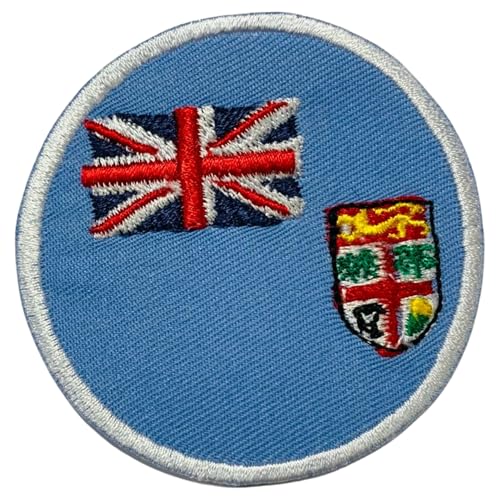 Aufnäher Fidschi-Flagge rund - 6 cm bestickt zum Aufbügeln / Aufnähen - Taktisches Militär Emblem für Jacken, Rucksäcke, Hüte, Westen & Kleidung - Kreisförmige Nationalflagge Patch von Generisch