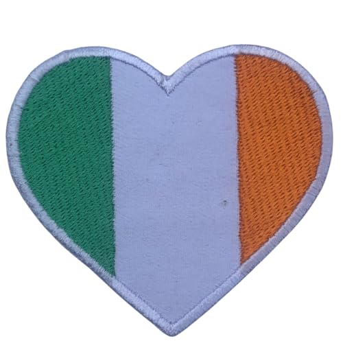 Aufnäher Irland bestickt Herz Flagge Patch - Aufbügeln/Aufnähen Nationalemblem Applikation - Taktischer Militär Patch für Jacken, Rucksäcke, Hüte - 6,5 x 7 cm von Generisch