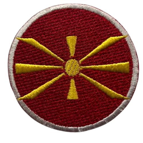 Aufnäher Nordmazedonien Flagge rund - 6cm bestickt Aufbügel/Aufnäher, taktisches Militär Emblem für Jacken, Rucksäcke, Hüte, Westen & Kleidung - Kreisförmige Nationalflagge Patch von Generisch