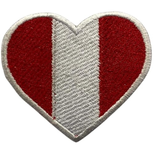 Aufnäher Peru bestickt Herz Flagge Patch - Aufbügler Nationalemblem Applikation - Taktischer Militär Patch für Jacken, Rucksäcke, Hüte - 6,5 x 7 cm von Generisch