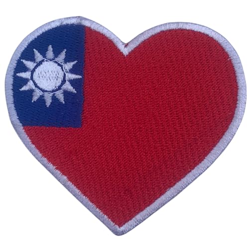 Aufnäher Taiwan, bestickt, Herz-Flagge, zum Aufbügeln, Nationalemblem, taktischer Militäraufnäher, für Jacken, Rucksäcke, Hüte, 6,5 x 7 cm Aufnäher Taiwan, bestickt, Herz-Flagge, zum Aufbügeln, Nationalemblem, taktischer Militäraufnäher, für Jacken, Rucksäcke, Hüte, 6,5 x 7 cm von Generisch