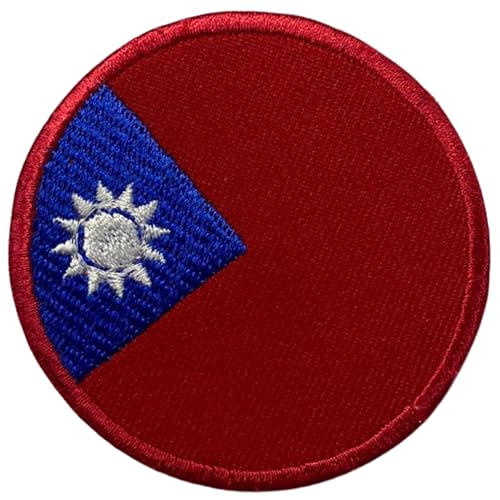 Aufnäher Taiwan Flagge Rund - 6cm Besticktes Bügelbild / Aufbügler - Taktisches Militär Emblem für Jacken, Rucksäcke, Hüte, Westen & Kleidung - Kreisförmige Nationalflagge Patch von Generisch