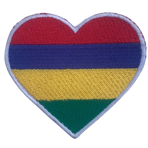 Aufnäher mit Herz-Flagge, bestickt, zum Aufbügeln, Nationalemblem, taktischer Militäraufnäher, für Jacken, Rucksäcke, Hüte, Mauritius, 6,5 x 7 cm Aufnäher mit Herz-Flagge, bestickt, zum Aufbügeln, Nationalemblem, taktischer Militäraufnäher, für Jacken, Rucksäcke, Hüte, Mauritius, 6,5 x 7 cm von Generisch