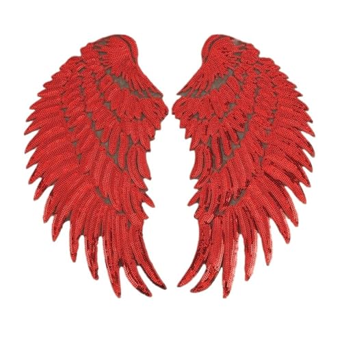 Aufnäher mit Pailletten, bestickt, Perlenapplikation mit selbstklebender Rückseite für selbstgemachte T-Shirts und Kleidung (rot) von Generisch