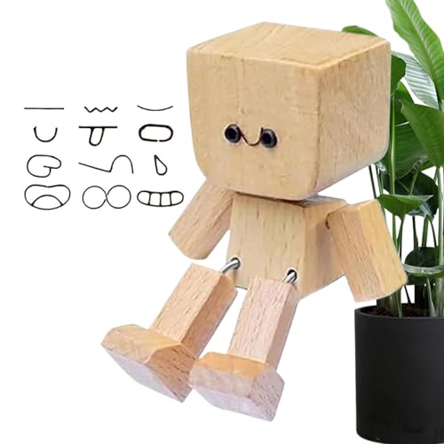 Auto-Ornamente für das Armaturenbrett | Schüttelnde Holzfigur, niedliche Holzpuppe mit beweglichem Gelenk, für lange Fahrt, Schule, Straße, LKW, Reisen, Urlaub, tägliches Pendeln für Auto-Enthusiasten von Generisch