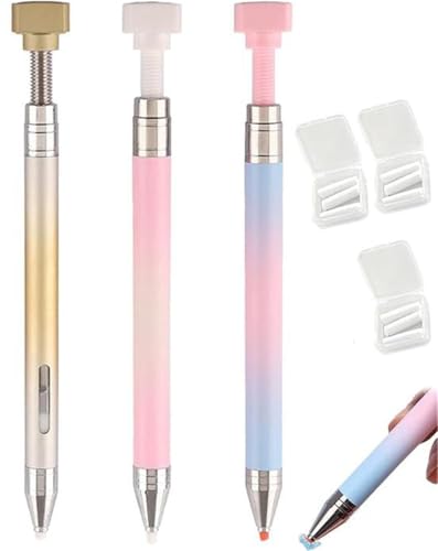 Automatic Refillable Wax Pen – Diamond Art Pen, Diamond Art Accessories and Tool, Painting Dotting for Nails Gems Picker Tool, DIY Craft, Wax Pencil for Rhinestones (Blue+Pink+Gold) von Generisch