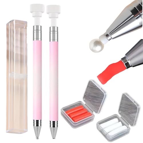 Automatic Refillable Wax Pen For Diamond Painting, Diamond Art Stylus With Wax, Pencil For Rhinestones Diamond Art Pens Refillable For Diamond Art Nail Diy Craft(2Pcs pink.) von Generisch