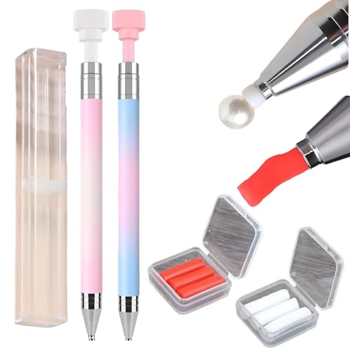 Automatic Refillable Wax Pen For Diamond Painting, Diamond Art Stylus With Wax, Pencil For Rhinestones Diamond Art Pens Refillable For Diamond Art Nail Diy Craft(Pink + blue) von Generisch