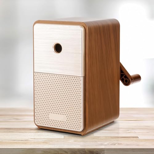 Automatischer Bleistiftspitzer mit Handkurbel, verstellbare Spitze für Buntstifte, perfekt für Kinder/Studenten, Klassenzimmer/Zuhause/Büro (braun) von Generisch