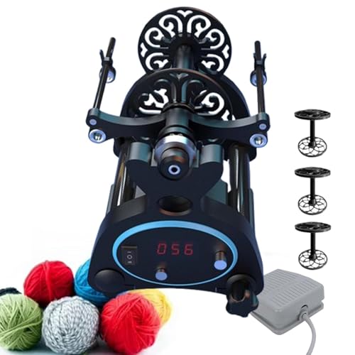 Automatisches Garnspinnrad mit einstellbarer Geschwindigkeit, 12 V Leistung, 14 mm Öffnung, ideal zum Häkeln von Wolle, Seide und verschiedenen Fasern von Generisch