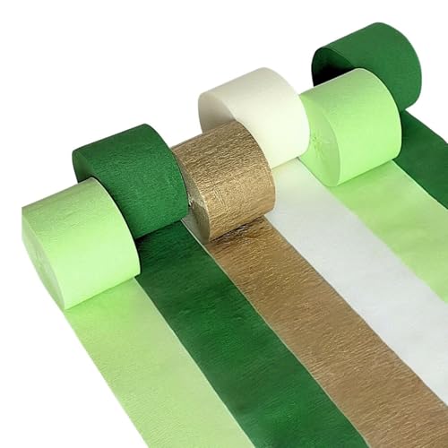 BDHYYM 6 Rollen Krepppapier Grün,4.5cm X 25m Krepppapier Floristenkrepp Kreppbänder für Hochzeit Geburtstags Party Feier Dekoration von Generisch