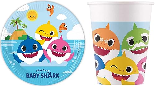 16-tlg. Set Kindergeburtstag Party Feier Fete Deko Motto Baby Shark von Generisch