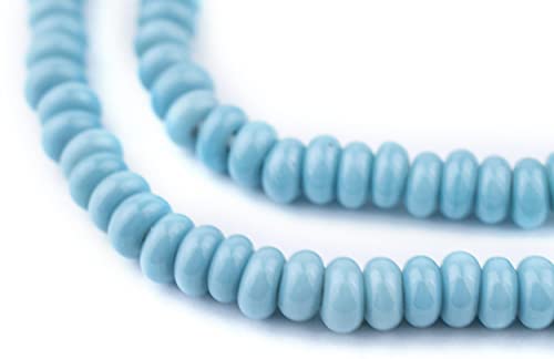 Babyblaue Glas-Donut-Perlen – 61 cm Strang mit indonesischen Rondelle-Java-Glasperlen zum Basteln und zur Schmuckherstellung Babyblaue Glas-Donut-Perlen – 61 cm Strang mit indonesischen Rondelle-Java-Glasperlen zum Basteln und zur Schmuckherstellung von Generisch