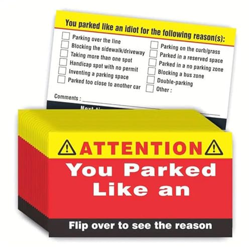 Bad Parking Cards – Packung mit 100 lustigen Parkkarten, Parkkarten lernen, Ihre Parkplatzkarte für die Belegung von zwei Parkplätzen, 8,9 x 5,1 cm, für Damen und Herren von Generisch