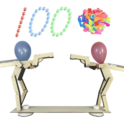 Balloon Battle Game,Ballon Puppet Battle Game Für Zwei Spieler,handgefertigtes Hölzerne Zaunpuppen-Set,flexibel，Rasanter Party-Strategie-Spaß Für Kinder Und Erwachsene (einschließlich 100 Luftballons) von Generisch
