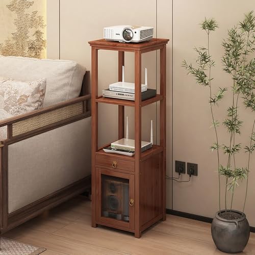 BambooRouter Aufbewahrungsschrank, Medien-Box, Organizer mit starker Tragfähigkeit, Schicht-Design, für Schlafzimmer und Wohnzimmer, stilvoller Versteck, Braun, 118 cm von Generisch