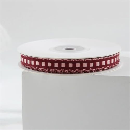 Band mit Streifen und Punkten, Rüschenrand, DIY, Schleifen, Haarnähzubehör, handgefertigt, Basteln, Verpackung, Weinrot, 10 mm, 9,1 m Band mit Streifen und Punkten, Rüschenrand, DIY, Schleifen, Haarnähzubehör, handgefertigt, Basteln, Verpackung, Weinrot, 10 mm, 9,1 m von Generisch