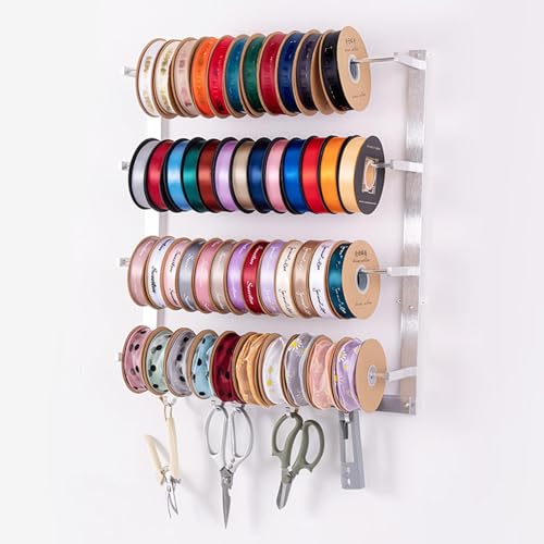 Band zur Wandmontage, platzsparendes Metallregal zur Aufbewahrung von Seidenschals, Krawatten und Handtüchern, vielseitiges Haken-Display für Geschenkpapier und Zubehör Band zur Wandmontage, platzsparendes Metallregal zur Aufbewahrung von Seidenschals, Krawatten und Handtüchern, vielseitiges Haken-Display für Geschenkpapier und Zubehör von Generisch