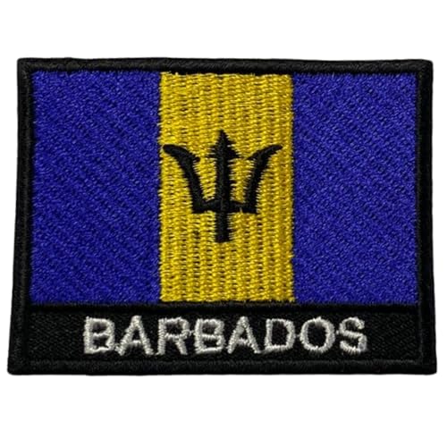 Barbados bestickte Flagge mit Namen Patch Aufbügeln/Aufnähen Abzeichen Nationalsymbol Militär Patch für Kleidung Rucksäcke Kappen von Generisch
