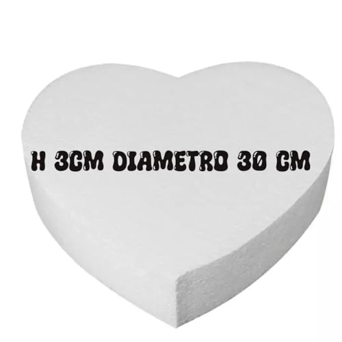 Basis aus Polystyrol in Herzform für Dekorationen und Tortendesign, 30 cm Durchmesser, 3 cm Höhe, weiß von Generisch
