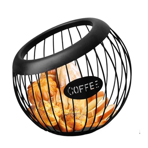 Basket Kaffeepod-Organizer für die Küche | Kaffeebohnen-Organizer, süßer Kaffeebohnen-Behälter, Eisen-Kaffeemaschinenhalter aus Eisen, Aufbewahrungskorb mit großem Fassungsvermögen für Theken von Generisch