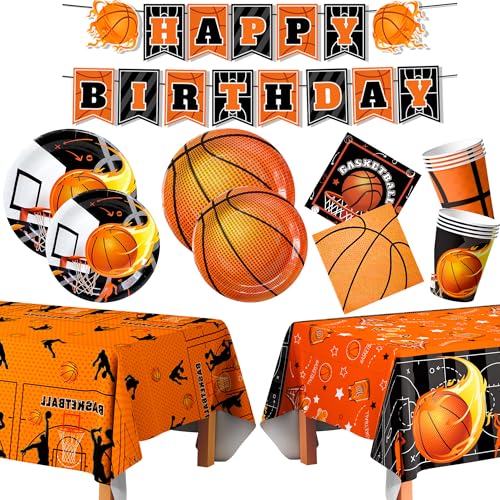 Basketball-Partygeschirr, Basketball-Geburtstagsgeschirr – Basketballteller und ServiettenTischdecken & Basketball-Happy Birthday-Banner usw. Basketball-Themen-Geschirr für Basketball-Partygeschirr, Basketball-Geburtstagsgeschirr – Basketballteller und ServiettenTischdecken & Basketball-Happy Birthday-Banner usw. Basketball-Themen-Geschirr für von Generisch