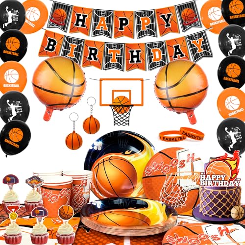 Basketball Deko Geburtstag, 20 Gäste Basketball Geburtstag Geschirr Set, Basketball Party Teller Banner Luftballons Servietten etc Basketball Party Decoration Basketball Deko Geburtstag, 20 Gäste Basketball Geburtstag Geschirr Set, Basketball Party Teller Banner Luftballons Servietten etc Basketball Party Decoration von Generisch