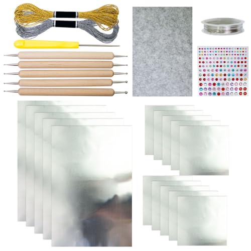 Bastelfolie,Alufolie Bastelrolle Für Handwerk | Silber Gold Glanz Zubehör Für Kinder Erwachsene Gravur Malerei Kunst von Generisch